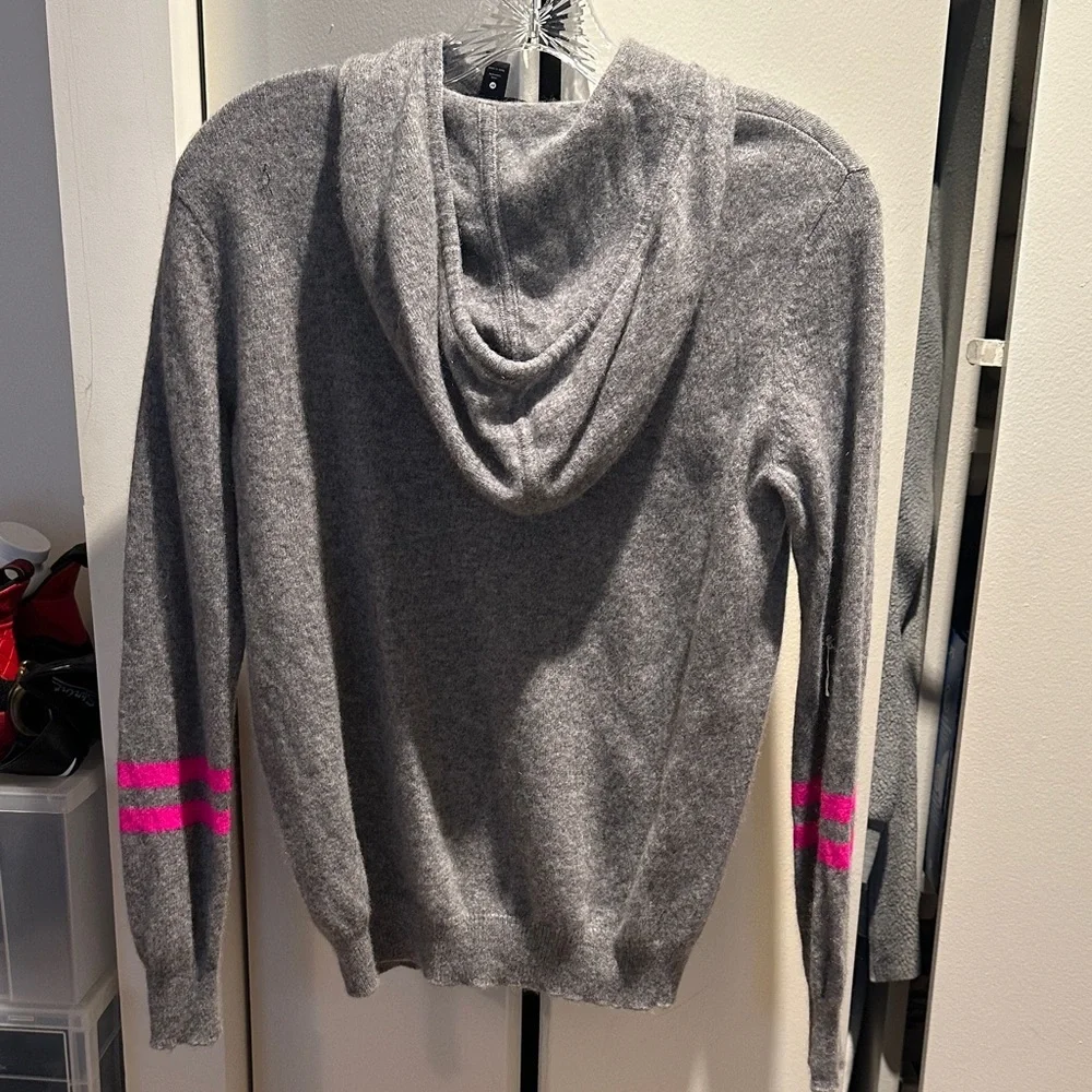 Aqua Gray Hoodie with Pink Accents - Picture 3 of 3